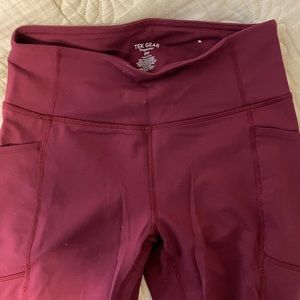 Burgundy TekGear leggings.
